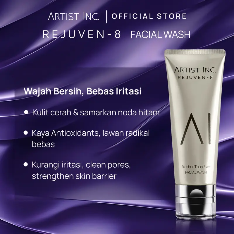 ARTIST INC. REJUVEN-8 Facial Wash – Fresher Than Ever Facial Wash Sabun Cuci Muka Pembersih Wajah Facial Cleanser Mencerahkan dan Membersihkan Pori Pori Mengurangi Risiko Jerawat 3