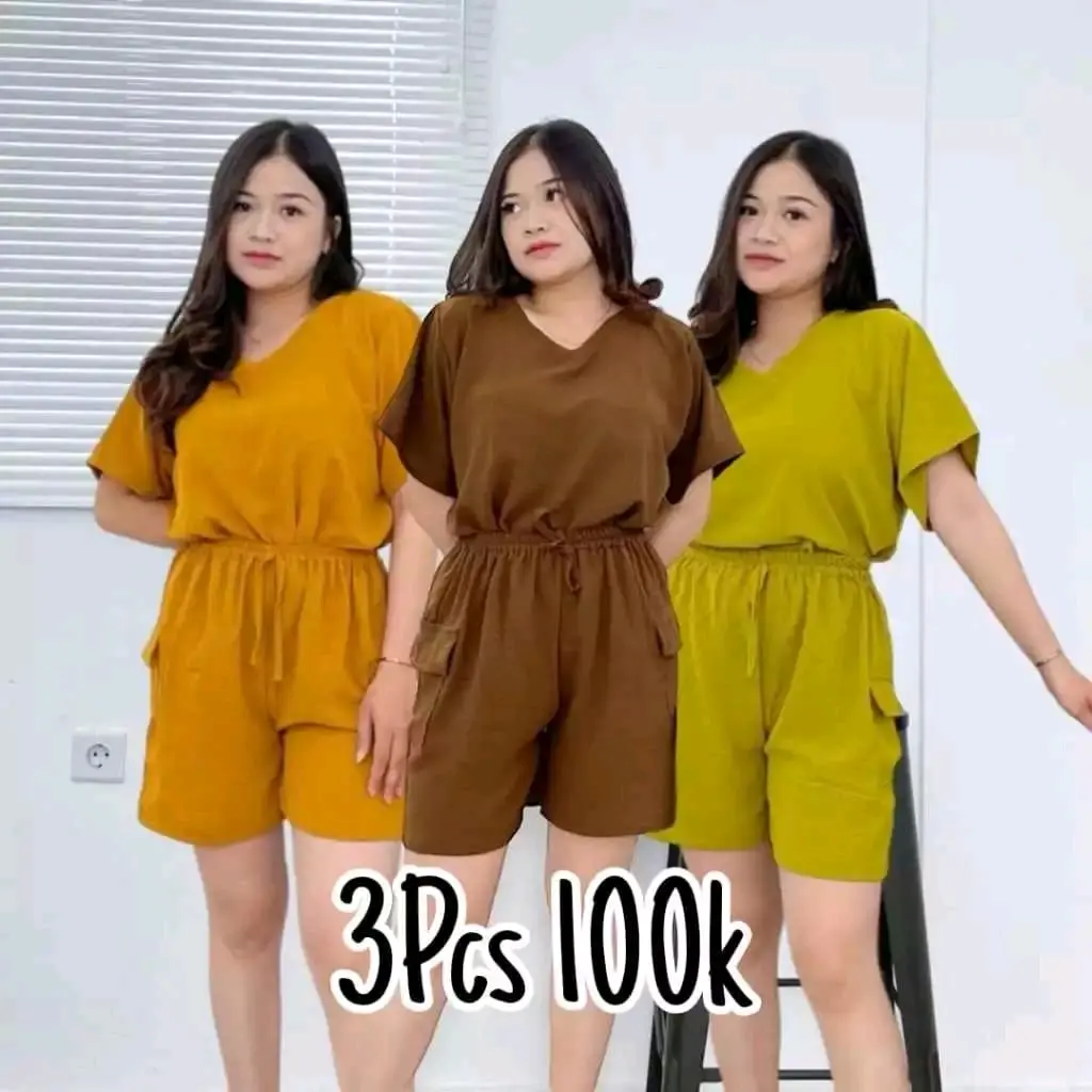 PAKET HEMAT 100RB 3PCS SETELAN CRINGKLE WANITA//SETELAN CRINGKLE CARGO//SETELAN WANITA TERBARU//ONE SET CRINGKLE