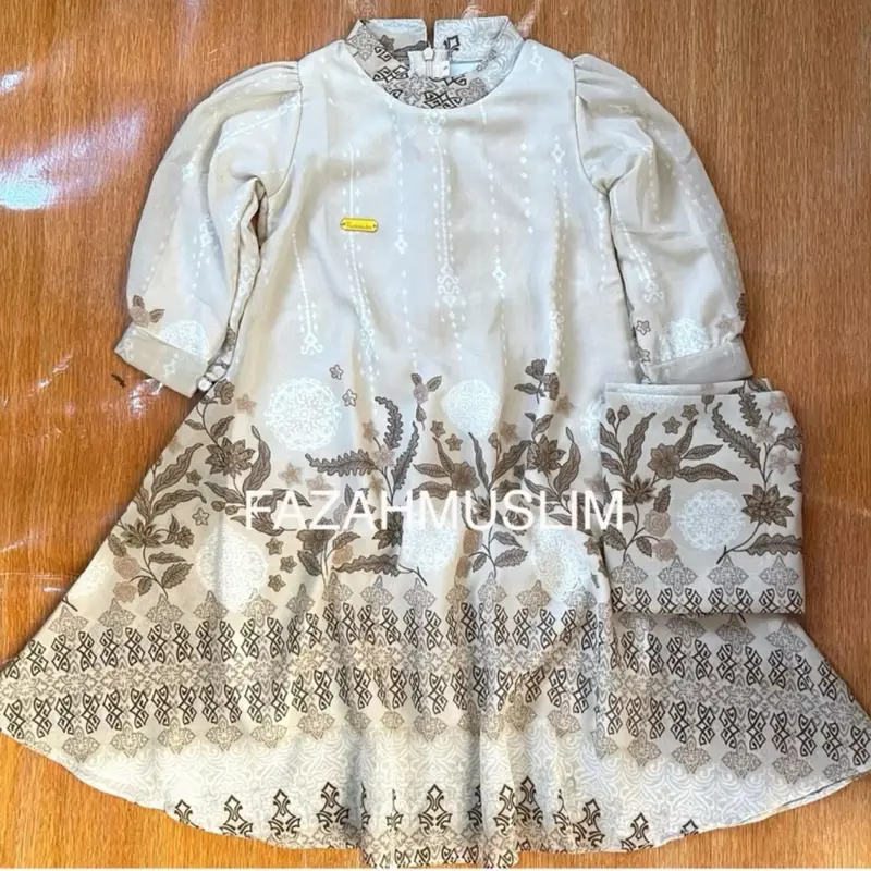 Gamis set hijab anak bahan ceruti. Baju muslim anak. Set hijab anak Ceruty Nyaman Motif Cantik Panjang Syari Cewek Dress 2