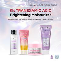 Gambar FYC - Ginza Daily Glow Essentials Set  | Ginza Cleansing Oil 50ml + Ginza 3% Tranexamic Acid Moisturizer TXA + Sunscreen 30ML + Body Serum 180ml [ISI 4 PCS] - Ungu+Pore50ml+TXA+SS dari Ginza Beauty_NEW Kab. Tangerang 3 Tokopedia