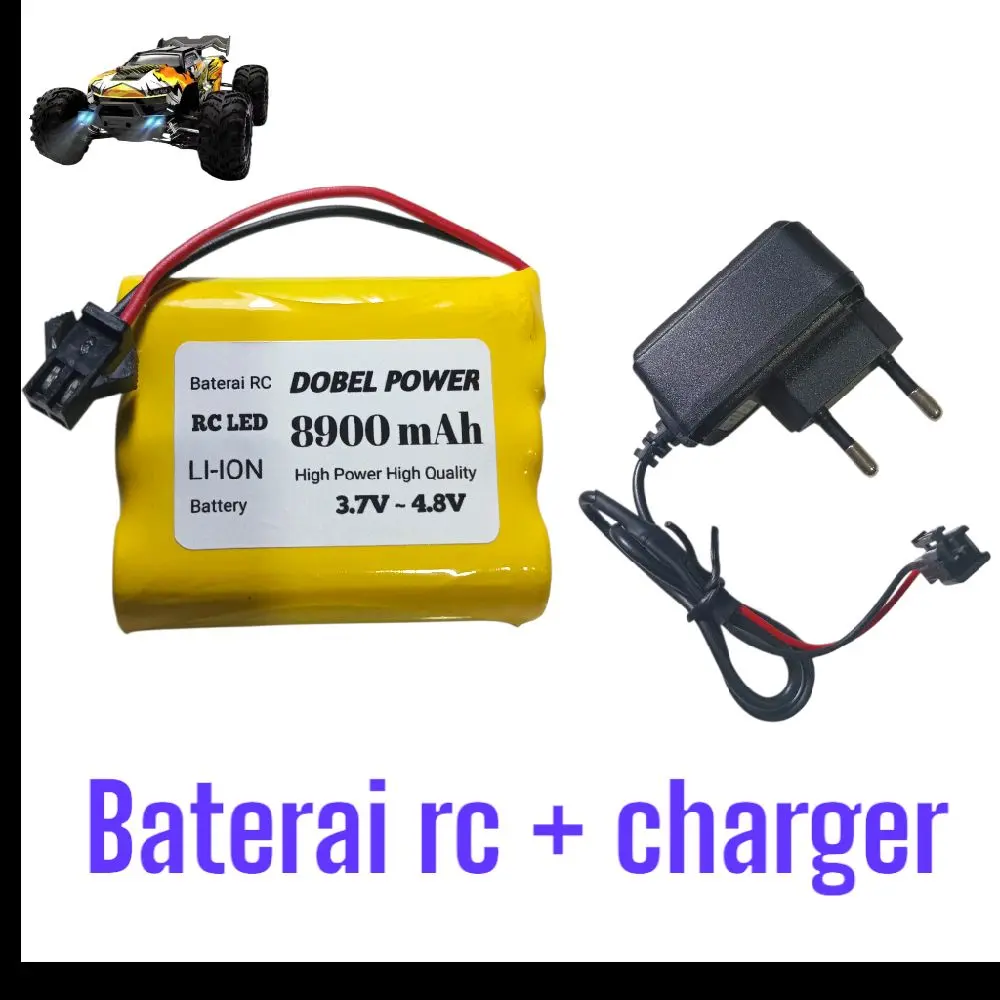 Baterai RC + ADAPTOR CHARGER OTOMATIS  8900mAh  A2 TRIPLE BATERAI 3.7/4.8Volt kualitas awet tahan lama mantap!..
