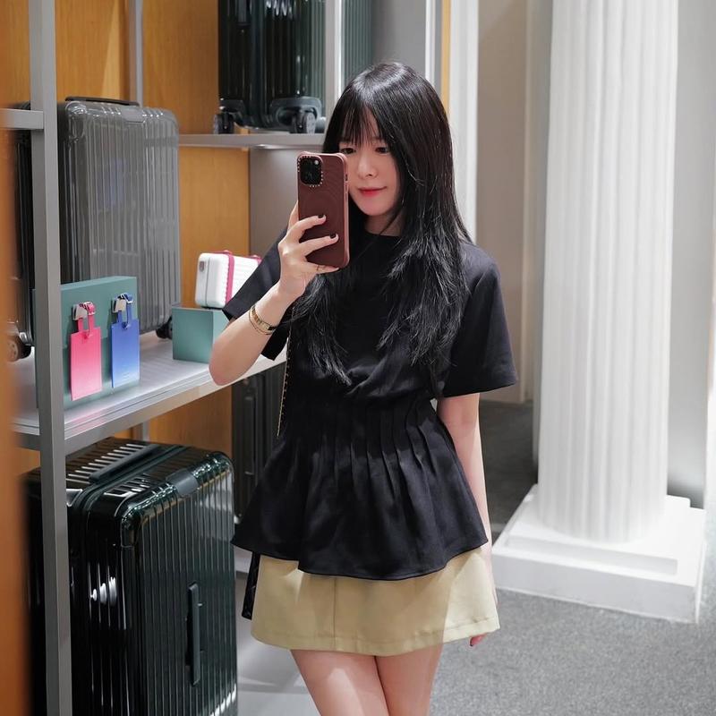 Áo Kiểu Linen Babydoll Nữ Chiết Li Eo Dáng Basic Mặc Đi Làm Đi Học Mùa Hè Noiree - NA484