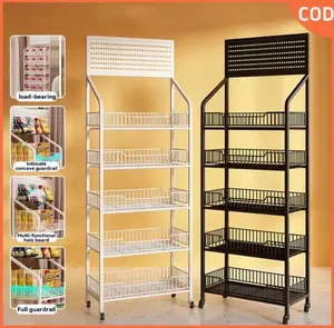 Rak Snack dan Minuman Serbaguna Rak Display Makanan Multi Layer dengan Roda untuk Dapur dan Kamar
