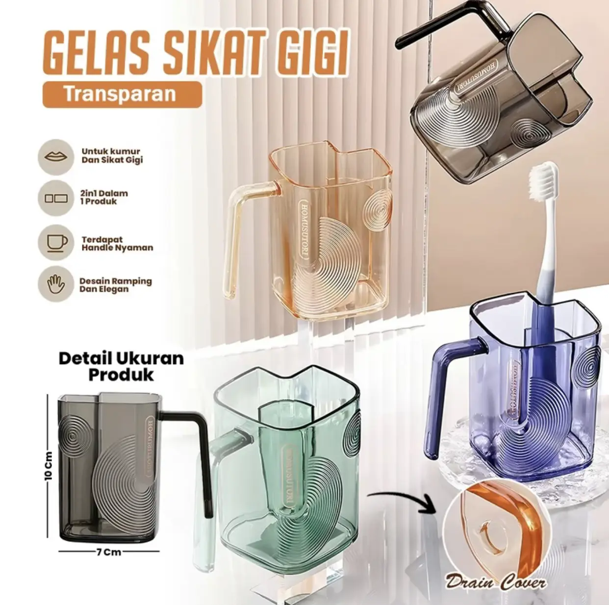 Mug Obat Kumur Ringan Deluxe Transparan Baru 2024 Penyimpanan Cuci Baru dengan Gaya Tiriskan Pendamping Sikat Gigi Bernilai Tinggi Mug Sikat Gigi Mug Sikat Gigi Rumah Tangga Mug Sikat Gigi