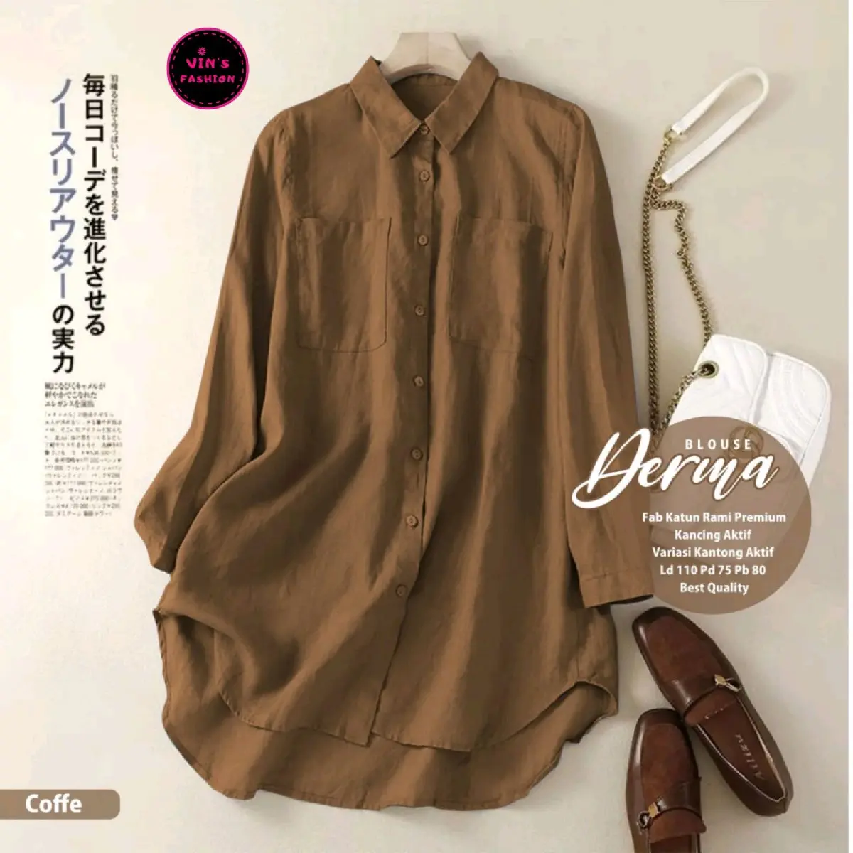 Kemeja Kerah Polo Linen Deriya premium impor selalu ready Lembut Baju Atasan Basic
