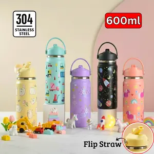 Tumbler Bottle Stainless Steel 600ml / Flip Straw Water Bottle / Botol Minum Tama