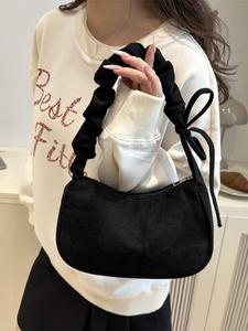 Bolso de mano vintage con moño para mujer, bolso de hombro con decoración de corazón lindo, bolso sencillo para uso diario, regalo de Navidad, nueva llegada de otoño e invierno