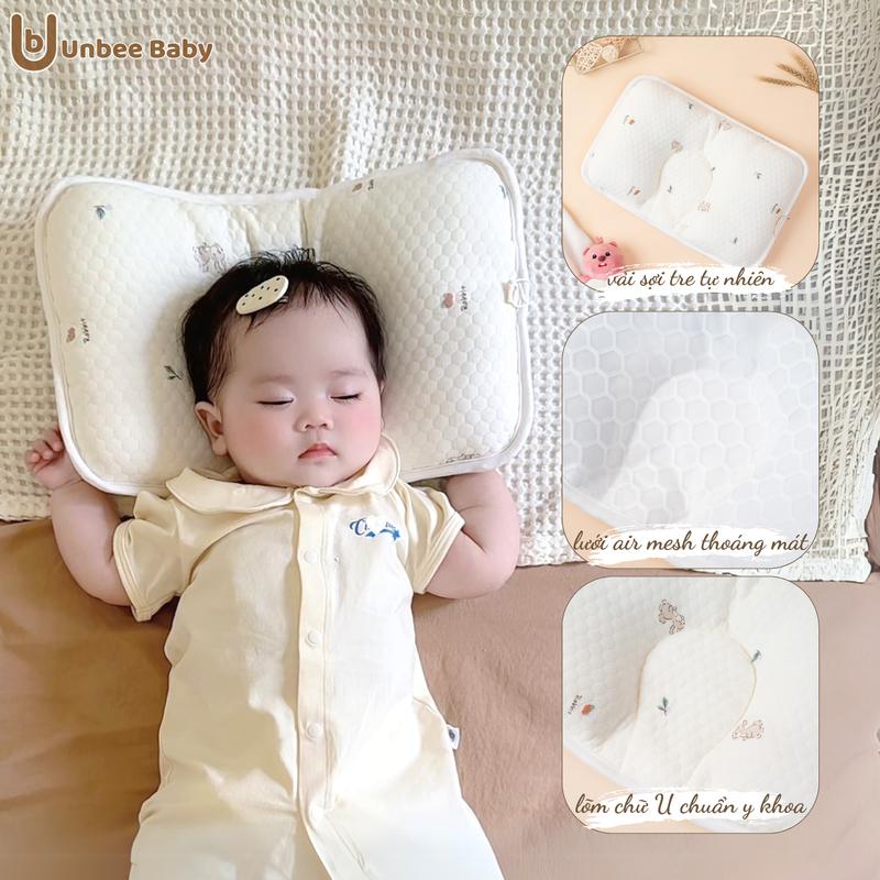 Gối Lõm Chữ U Chống Bẹp Méo Đầu Cho Bé Sơ Sinh UnBee Chất Liệu Bamboo Thoáng Mát Kích Thước 38x25cm 