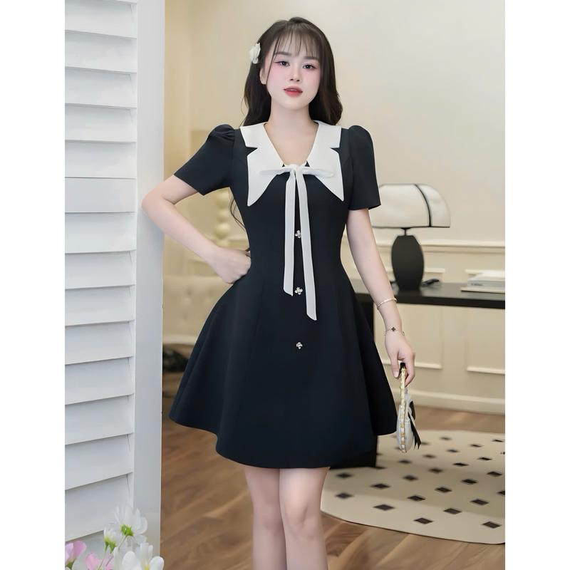  Đầm Váy Thiết Kế Dáng Ngắn Phối Nơ Thời Trang Nữ 