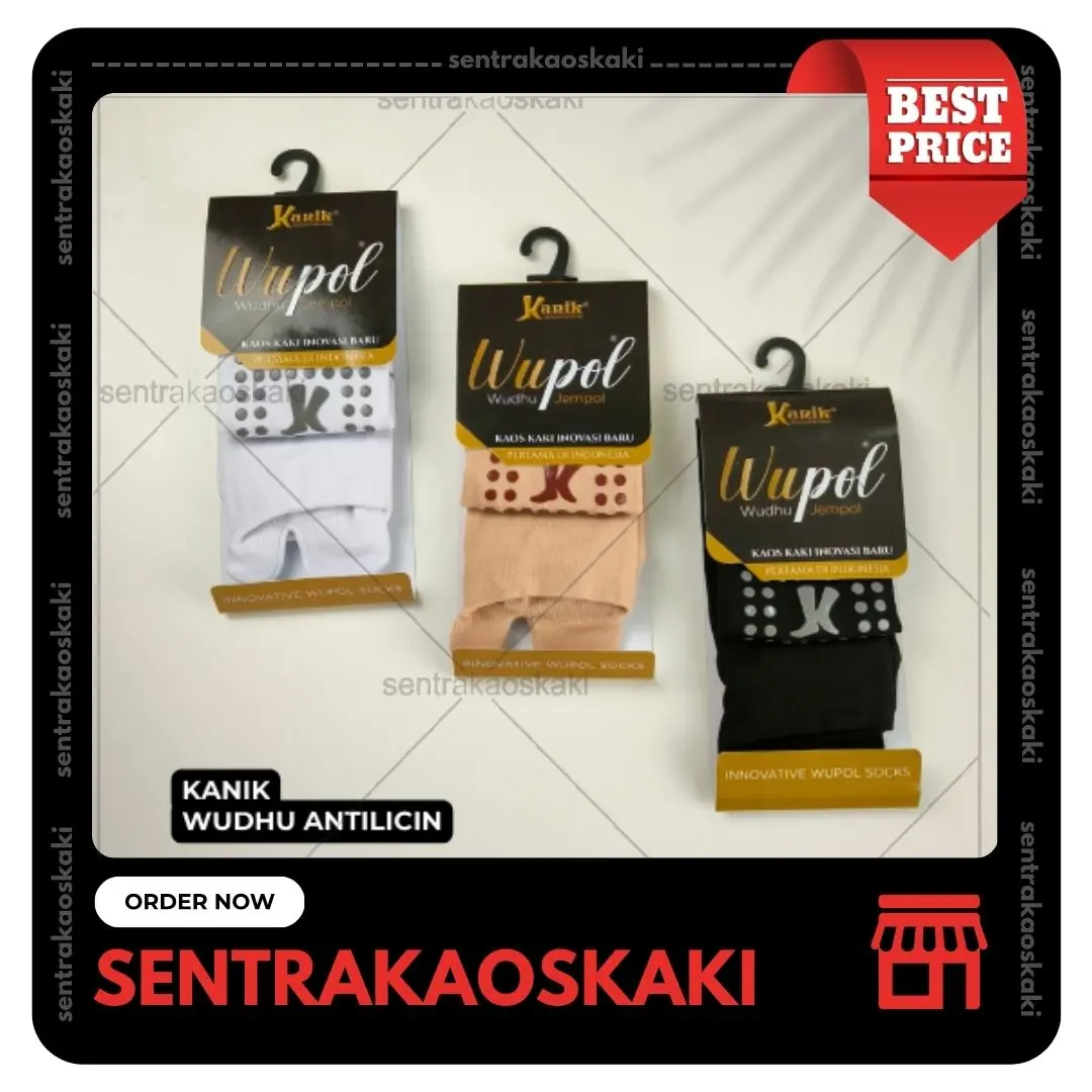 Kanik Wupol Kaos kaki Haji Umroh Antilicin Polos Coklat Hitam Panjang Muslim Wudhu Pendek Sebetis