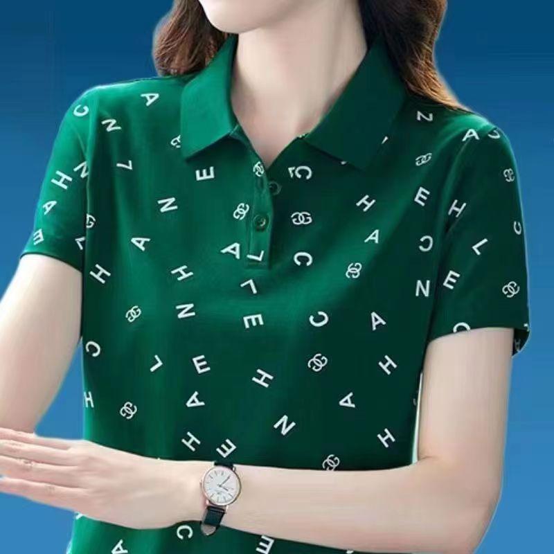 2024 Clearing and Picking up Leaks~Tail Order Big Brand Cut Label Flip Collar Short sleeved T-shirt Women's Leading Slimming Polo Top 1