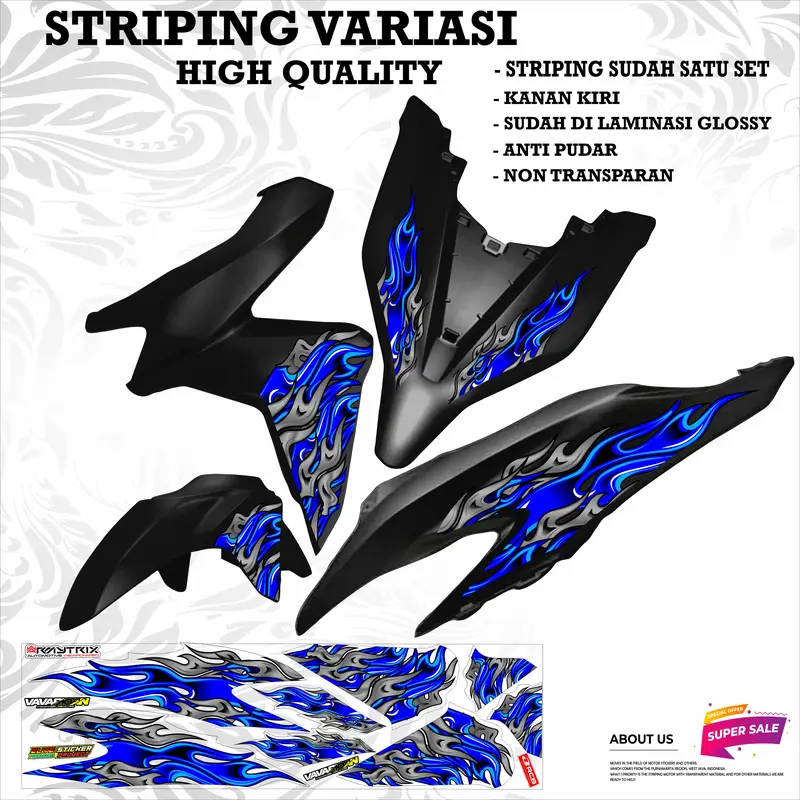 VARIASI 1 STRIPING VARIO GEN 1 STICKER MOTOR MOTIP API BIRU Motorcycle 0