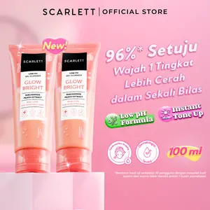 SCARLETT Low pH Glow Bright Gel Cleanser - Facial Wash Gentle Formula, Kulit Tidak Ketarik, Low pH Sensitive Skin Friendly, Repair Skin Barrier, Mencerahkan, Niacinamide & Peach Extract Scarlett Official Store