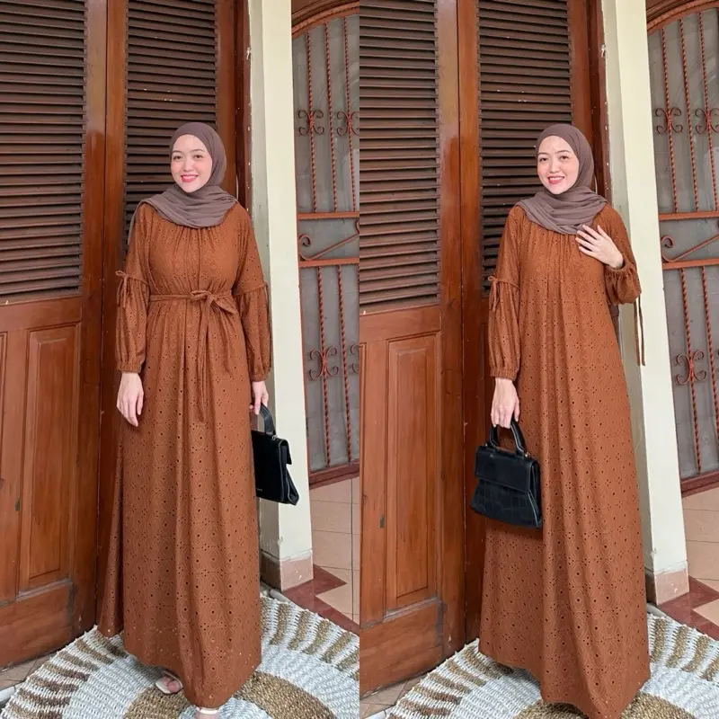 Joley Cloth - Raveena Dress Otfit Kondangan Elegant Bridesmiad Knit Bordir Gamis Wanita Muslimah Baju Pesta Mewah Panjang Wudhu Umrah Manasik Maxii Dewasa Remaja