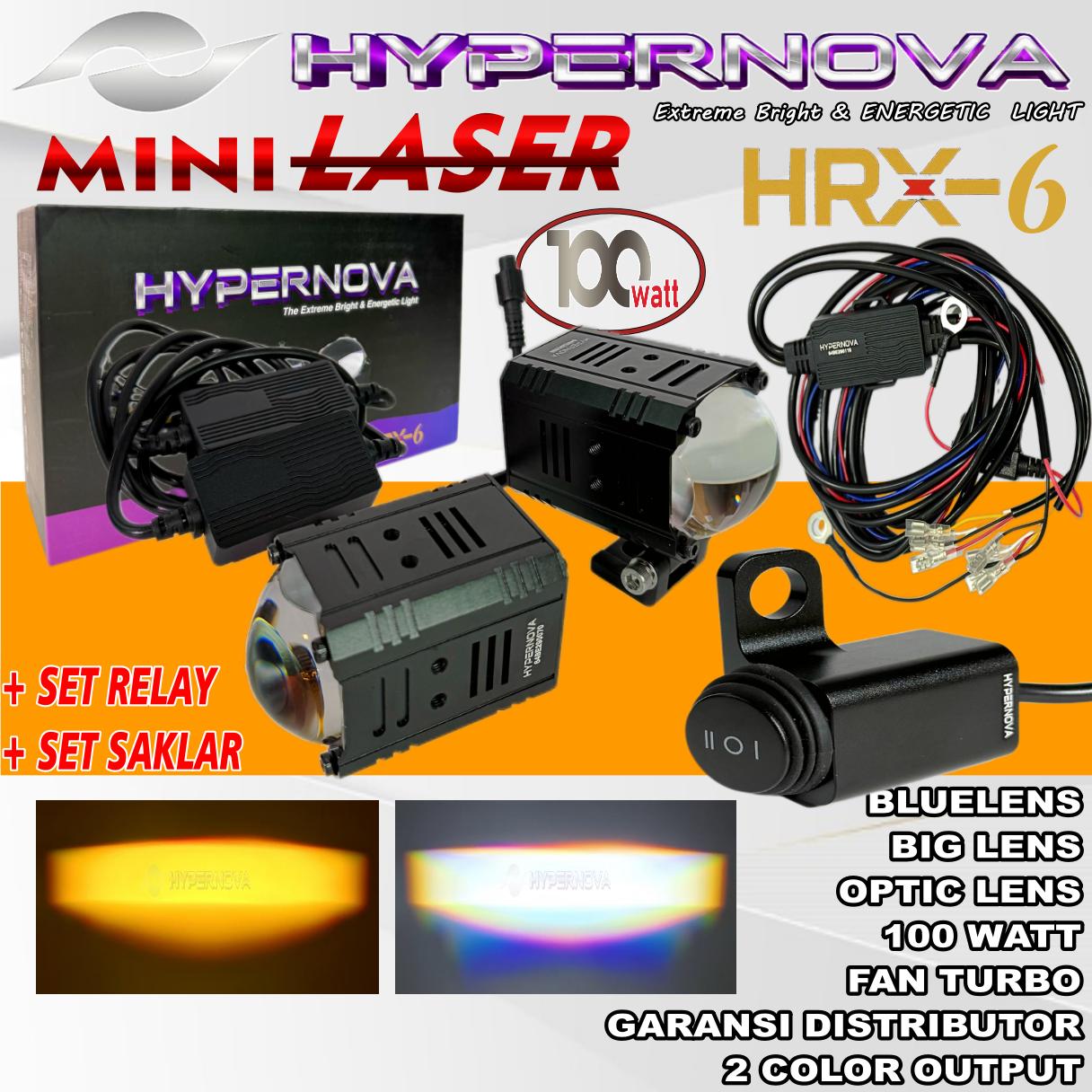 HYPERNOVA - ORIGINAL LAMPU TEMBAK MINI LASER HYPERNOVA HRX6 100 WATT 9-24 VOLT XGT 6