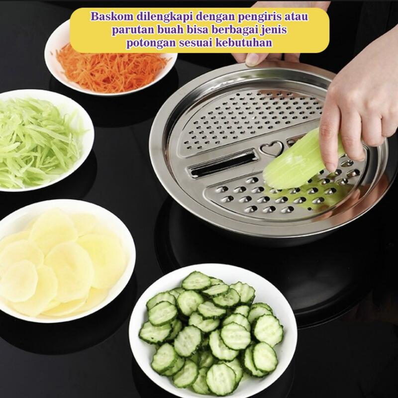Baskom Parutan Stainles Serbaguna - Parutan Baskom 3in1 Stainless Steel 1