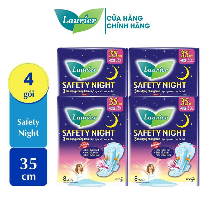 [COMBO 4] Laurier Băng vệ sinh Safety Night Đêm Siêu An Toàn 35cm 8 miếng