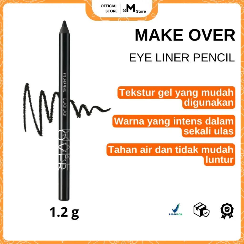 MAKE OVER - EYE LINER PENCIL 1.2G | eyeliner creamy pigmented intense pekat smudgeproof presisi