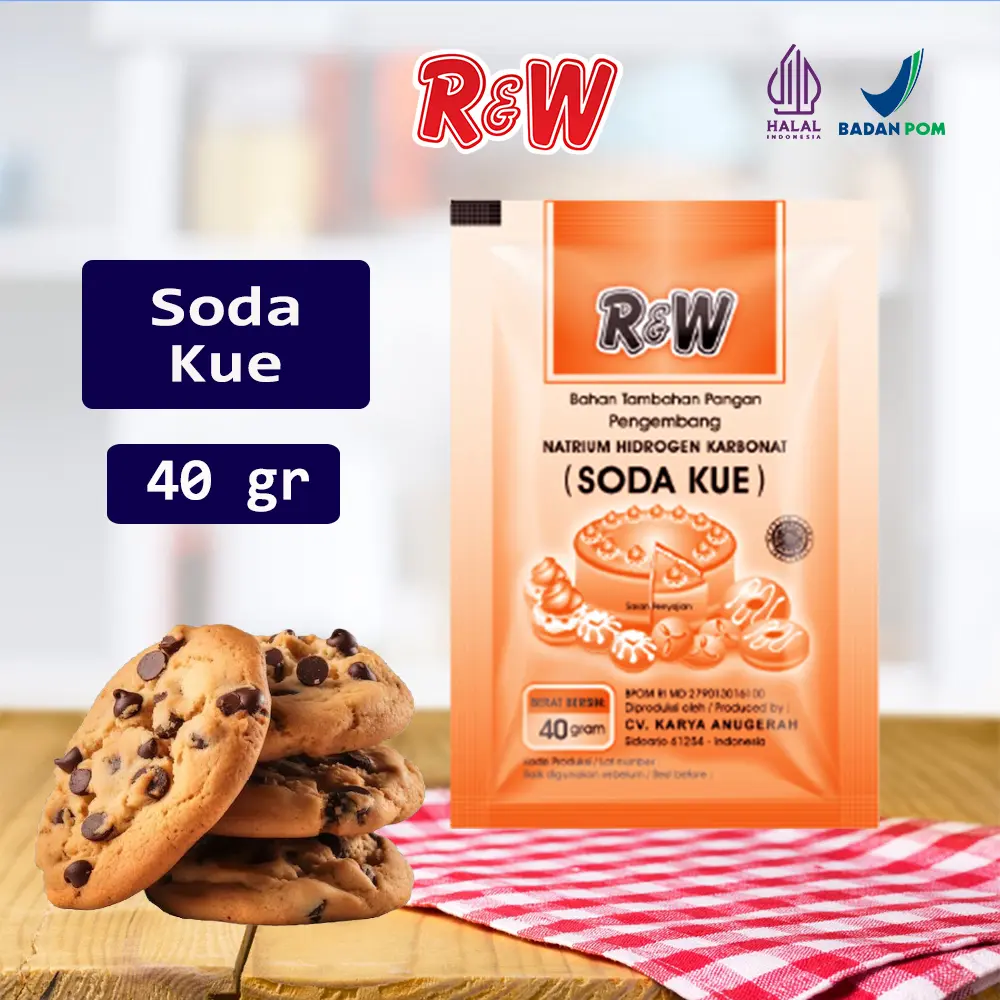 Soda Kue Baking Soda Pengembang Kue Rajawali R&W RW 40 gr