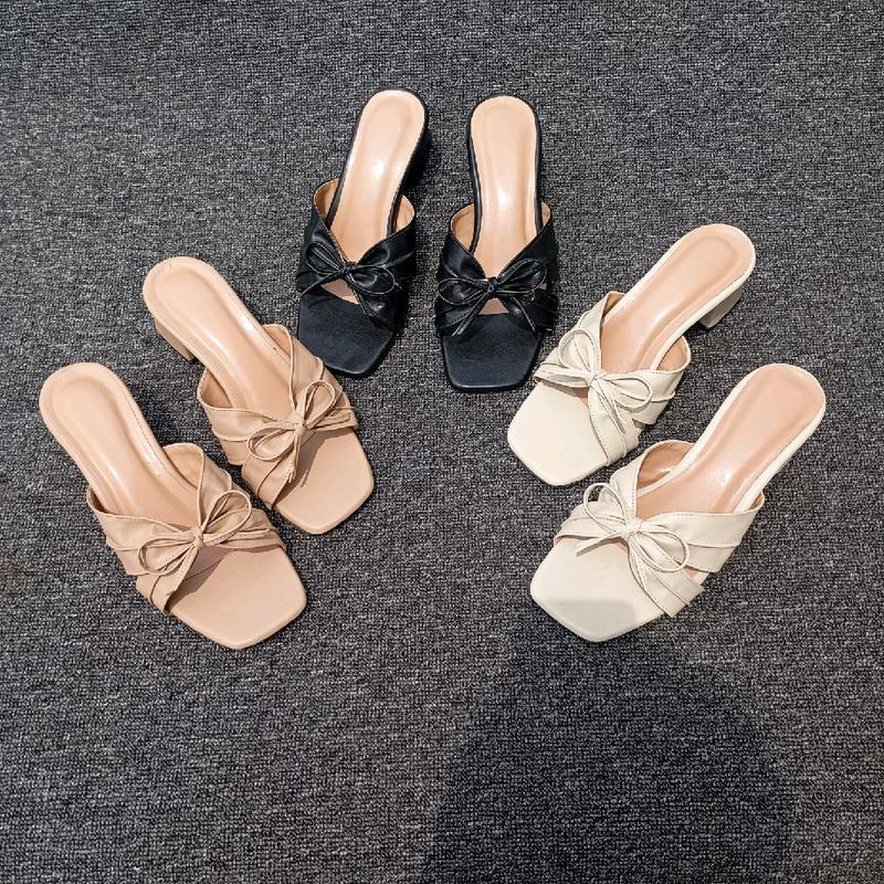 Tahu Sandal Akyra Mules Heels 5cm Wanita dengan Motif Pita Slop - Karet, Sneakers, Shoes Pesta Hak 5