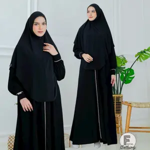 Fame clothing - Gamis jetblack List hitam haji umroh set hijab dagu