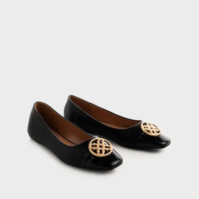 URBAN&CO Flat Shoes Wanita Sepatu Flats Perempuan Kerja Hitam - Aruna 6
