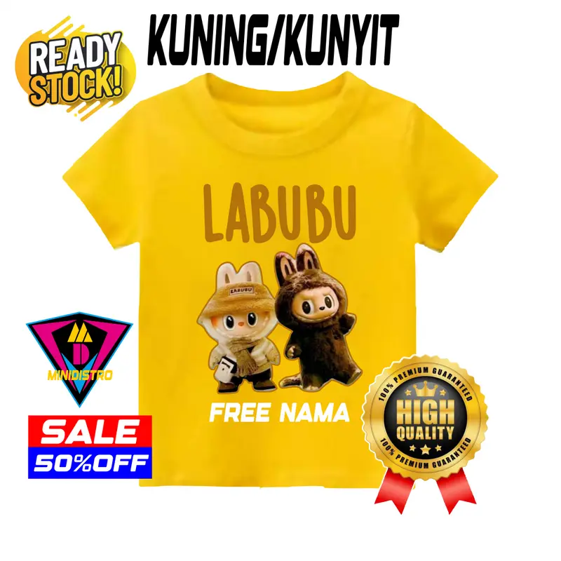BAJU ATSAN ANAK FREE NAMA CASTEM LABUBU 1-6TH CATTON COMBAD KAOS ANAK CEWE COWO Katun Combed Distro Perempuan Cowok Katun Combed Laki-Laki Cotton 7