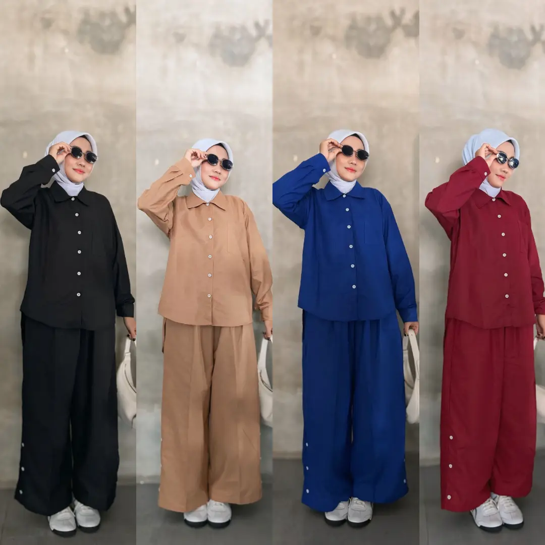 MARISA SET CELANA JUMBO - One Set Celana Jumbo Wanita Bahan Polo Linen Rami Premium  Celana Kulot Kekinian