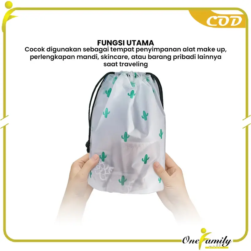 [COD] OFM Paket Hemat 3PCS C33 Travel Pouch Kaktus Organizer Bag Tempat Penyimpanan Serbaguna 6