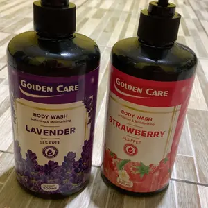 MIX VARIAN - BUY 1 GET 1 FREE SABUN MANDI GOLDEN CARE BODY WASH SOFTENING & MOISTURIZING 500ml - STRAWBERRY, PEACH, LAVENDER