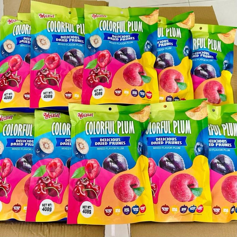  1 Thùng 24 Túi Ô Mai Mix 5 Vị Trái Cây COLORFUL PLUM - 408g túi - HSD 1 Năm - Food Ăn Vặt Bánh Kẹo Tết 2025 