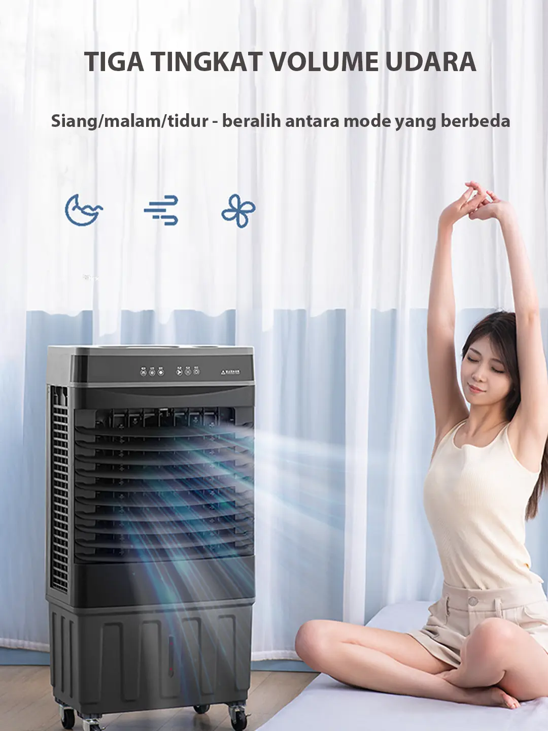【COD】TIXX Air Cooler Kipas Angin Pendingin Udara Tangki Besar 10L/15L/40L dengan Es Kristal Refrigerasi Tiga Lapis Tirai Es Suplai Udara Sudut Besar Tiga Kecepatan Angin Humidifikasi Penyaringan Udara Dingin Portable Air Conditioners