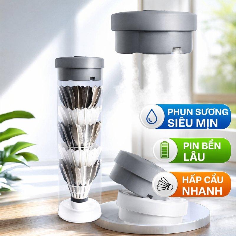 máy hấp cầu lông máy dưỡng ẩm đầu ống cầu lông sạc type c phun sương siêu âm cầm tay túi vợt thể thao new2026
