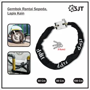 SJT - Gembok Rantai Besi Pengaman Sepeda Motor Pagar Lapis Kain Kunci Gembok Rantai Sarung Kain Anti Maling Tebal Kokoh & Kuat Ukuran 60 80 100 cm HPP SJT - Gembok Rantai Besi Pengaman Sepeda Motor Pagar Lapis Kain Kunci Gembok Rantai Sarung Kain Anti Maling Tebal Kokoh & Kuat Ukuran 60 80 100 cm HPP