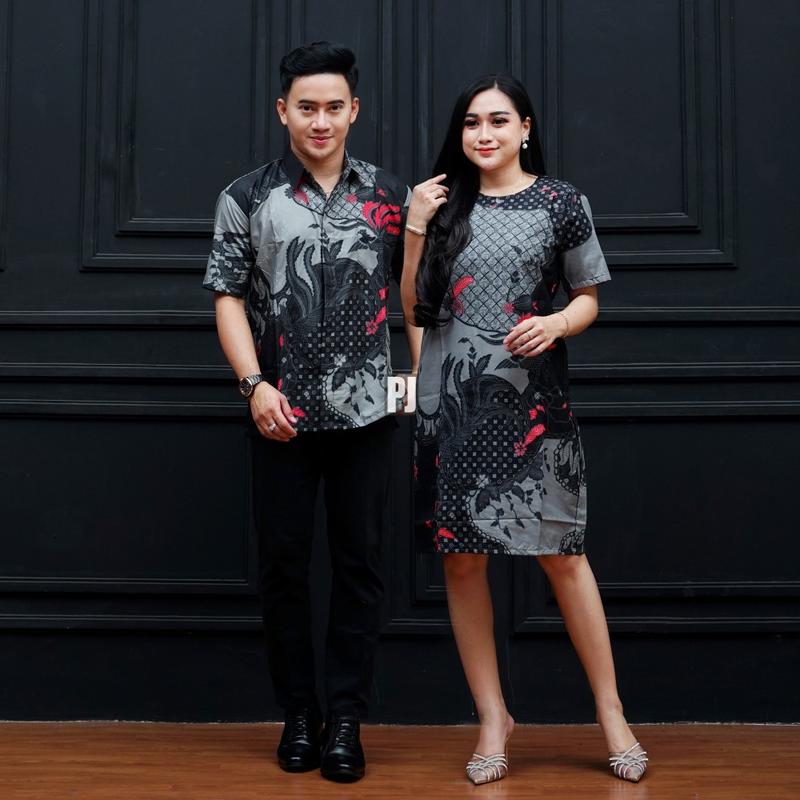 Product Introduction of Baju Batik Couple Lengan Pendek Terbaru Motif Kopri Biru Pasangan Dewasa - Wanita Katun Dress Sarimbit 7