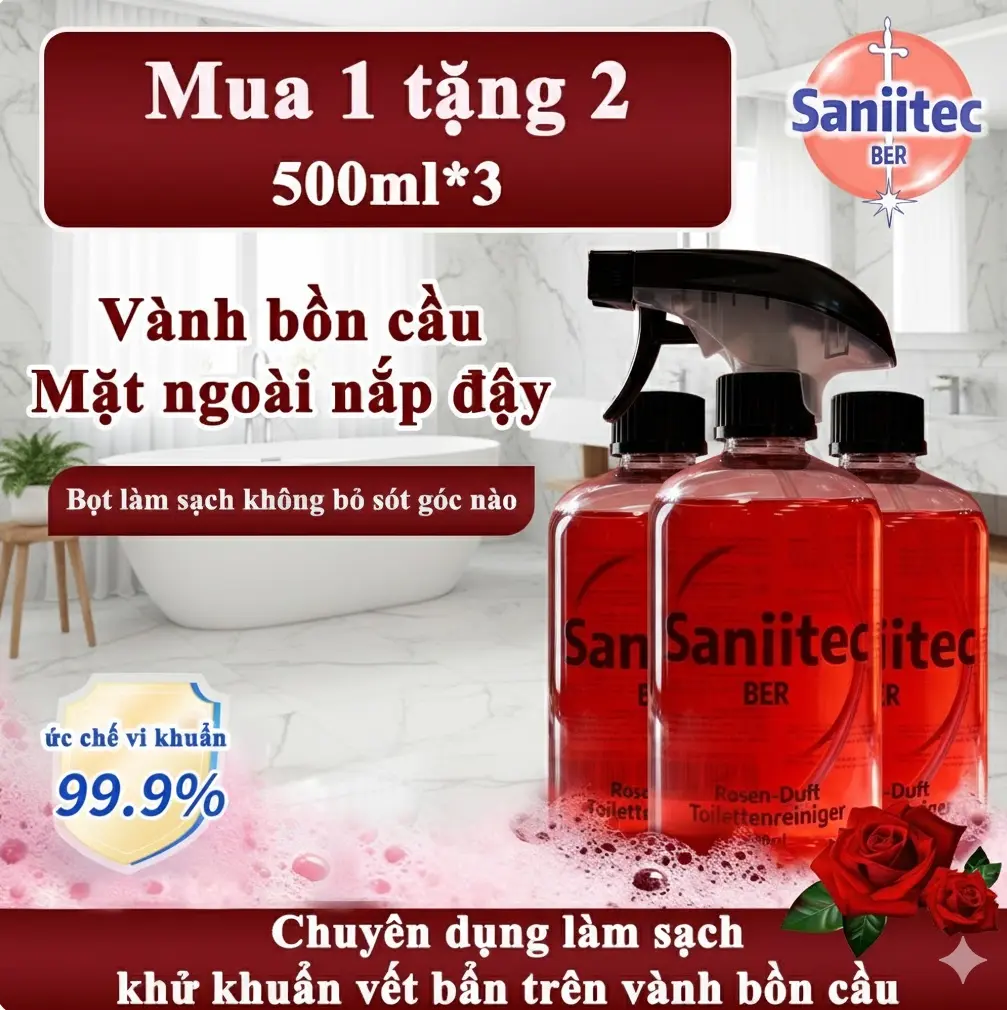 【MUA 1 TẶNG 2】Bộ 3 Chai Bọt Vệ Sinh Bồn Cầu 500ml - Diệt Khuẩn & Khử Mùi Toilet/Bồn Tắm | An Toàn TUYỆT ĐỐI Cho Trẻ Em, Da Nhạy Cảm & Vật Nuôi | Không Hóa Chất - Không Cần Chà