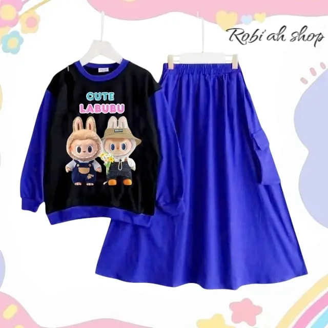 Baju anak labubu kembar fashion anak kekiniaan trendy bahan crinklr air flow 6