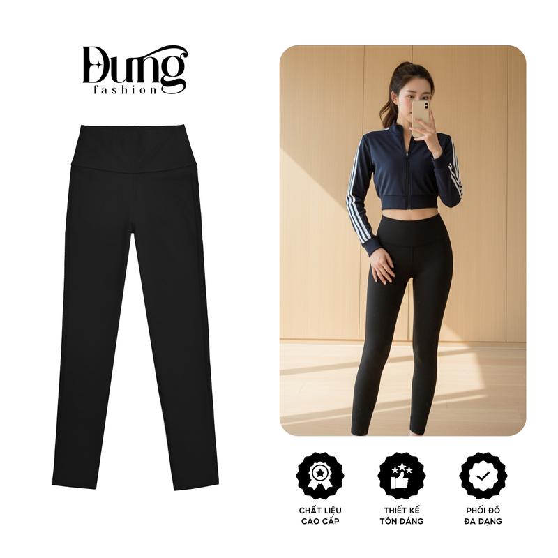 QUẦN LEGING NỮ DÀI L1 ; 2 TÚI SAU CẠP CAO 10CM ,CHẤT UMI HÀN ÔM GỌN MÀU ĐEN TÔN DÁNG CỰC CHUẨN MSP : 695