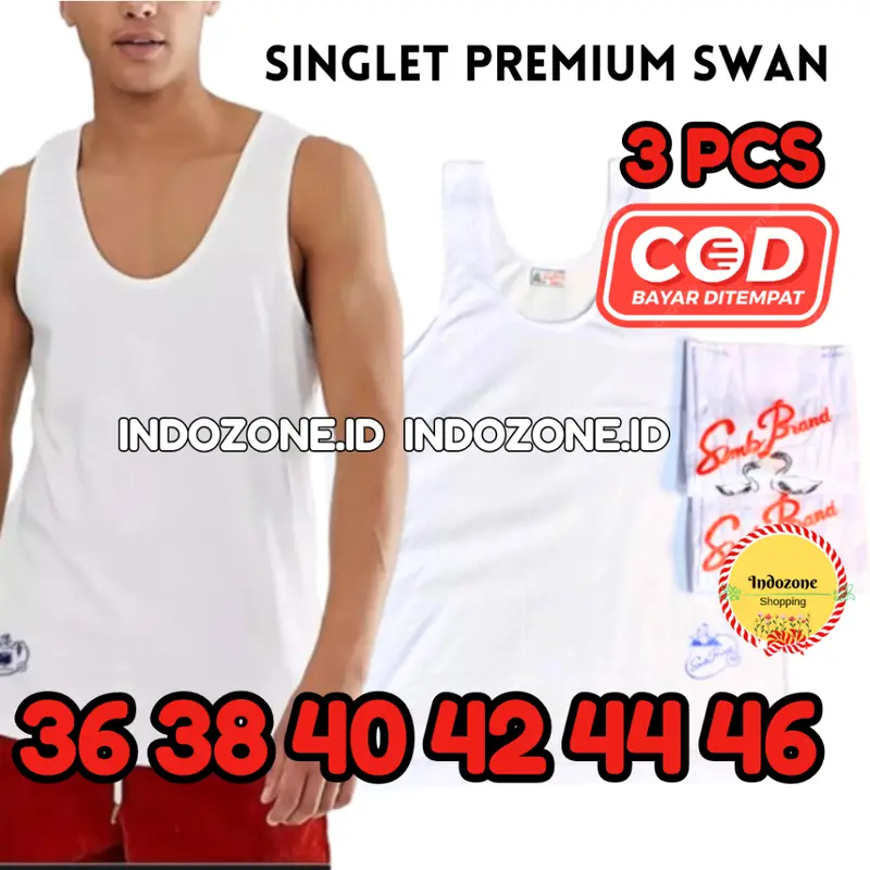 JUMBO 3 PCS Singlet Pria SWAN SMB / Kaos Dalam Pria / Tanktop Pria Dewasa Good Quality Dunia Swan SMB 2