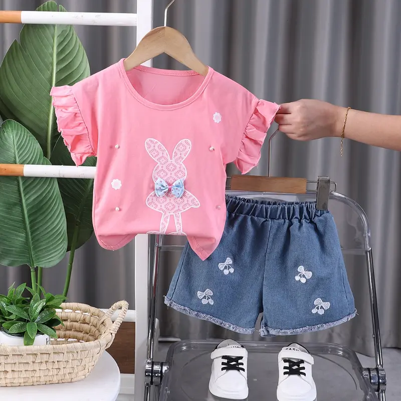 Setelan Celana Pendek Dan Kaos Anak Cewek Anak Perempuan Uisa 1-4Tahun 1