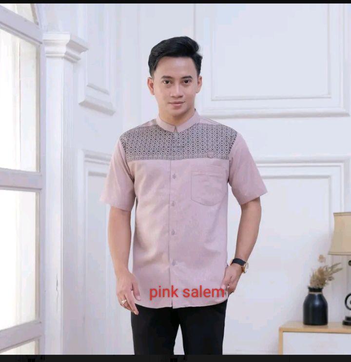 Baju koko bahan katun madina motif panjang pendek  Muslim Pria Dewasa