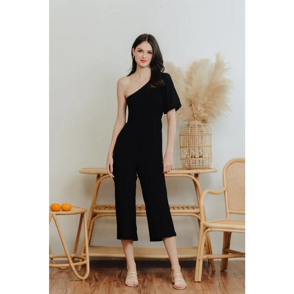 TSW Kirby Smocked Toga Jumpsuit in Black