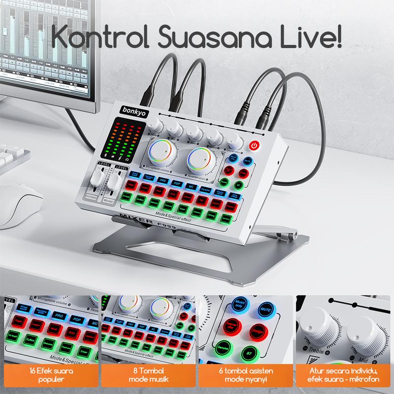 Product Introduction of Bonkyo F999MAX Sound Card Bluetooth Live SoundCard F999MAX Soundcard Audio Live Mixer untuk Live streaming Karaoke 20