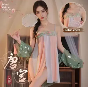 DOYIN SEXY Lingerie Baju Tidur Wanita Halus Desain Floral Elegan Nyaman Maksimal untuk Pakaian Rumah