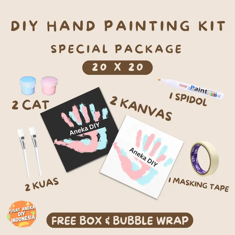 DIY Hand Painting Kit 1 Set Canvas Board Couple | Kanvas Lukis Cap Tangan Pasangan 7x7 20x20 20x30 0