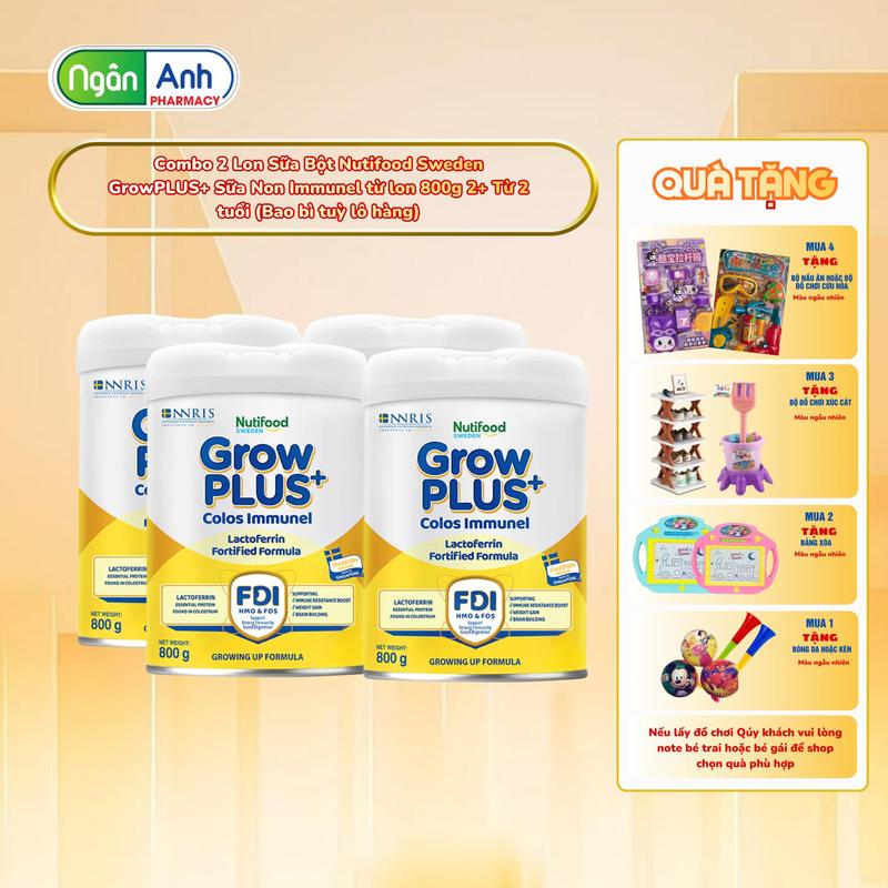 Combo 4 lon GrowPLUS+ Immunel 800g