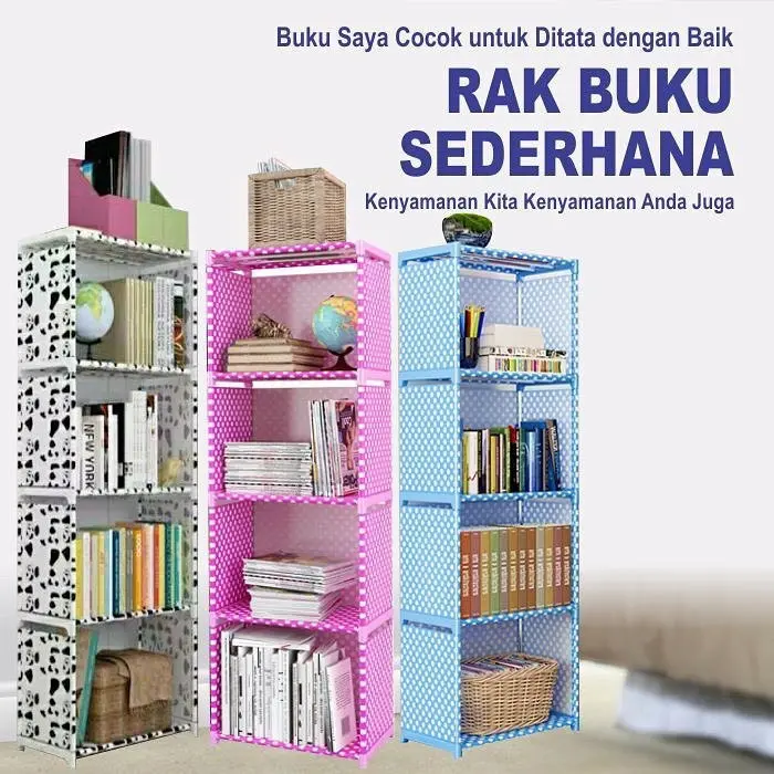 Rak Buku Portable 5 Susun / Rak Serbaguna 5 susun / Rak Buku Serbaguna Plus Penutup Belakang 0