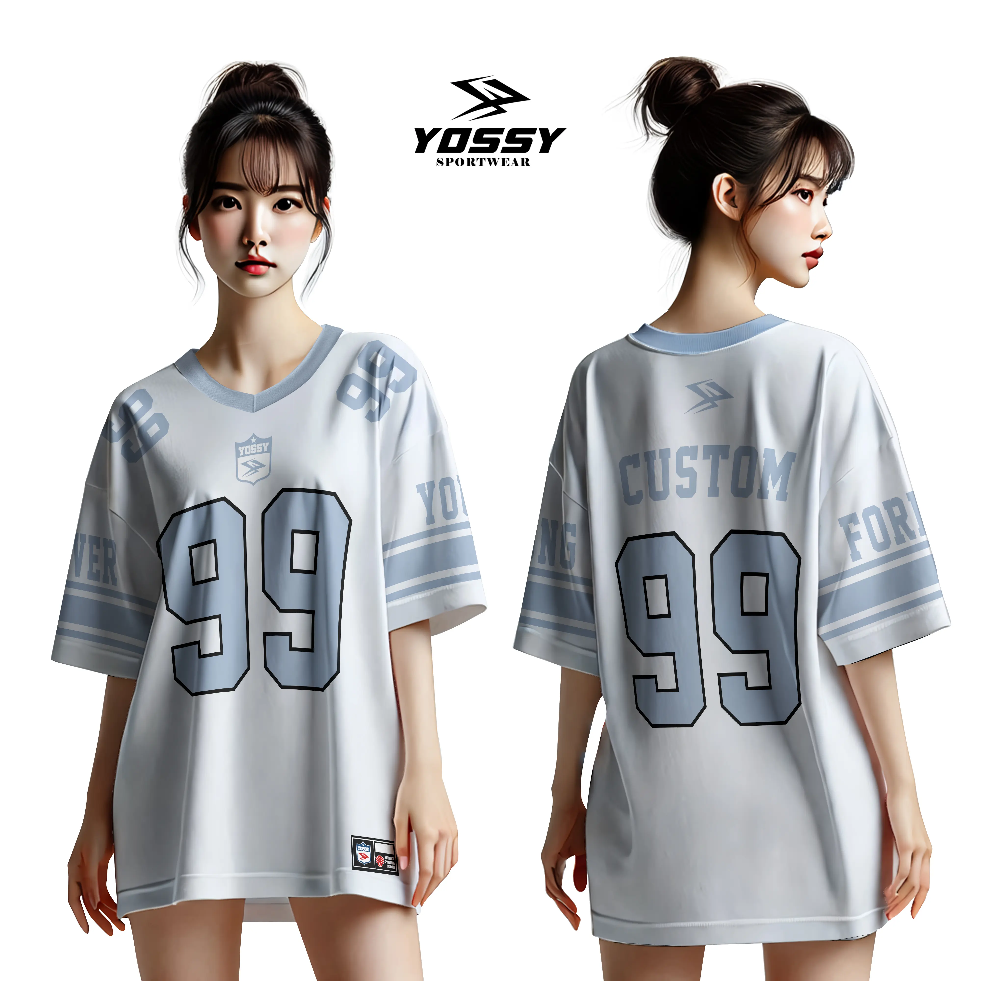 Jersey Oversize Custom Unisex Baby Blue YS0025 Fullprint
