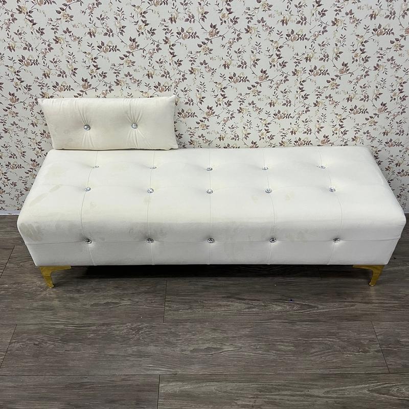 cmk velvet long stool ottoman sofa gold leg+1pillow bench chair ...