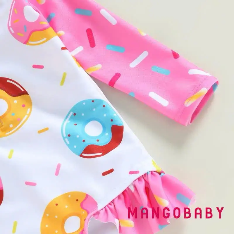 Bikini bé gái 10 -30kg in hình bánh vòng màu hồng xinh xắn cho bé đi biển, đồ bơi bé gái, thời trang đi biển 3